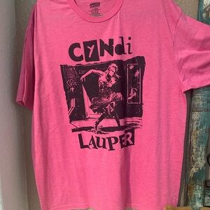 Pink Graphic Short Sleeve Tee - Cyndi Lauper Print